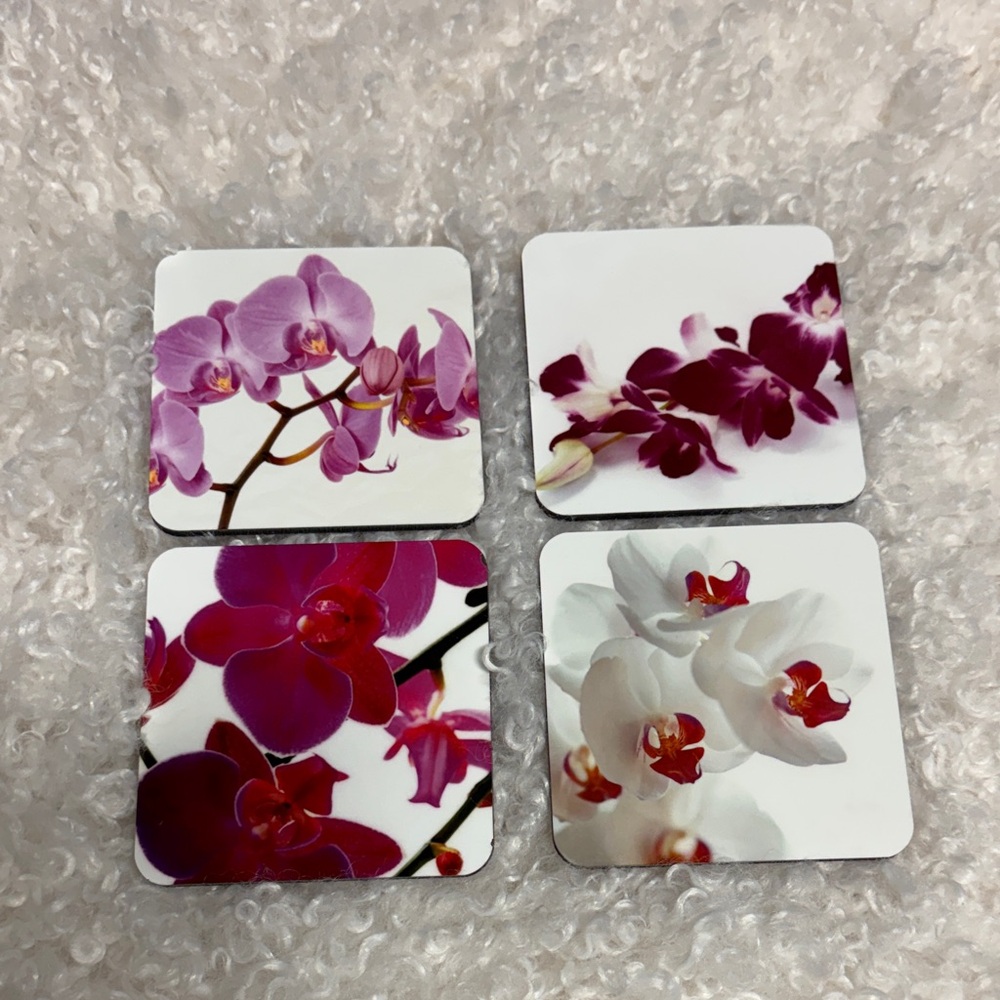 Floral Orchid Coasters Set